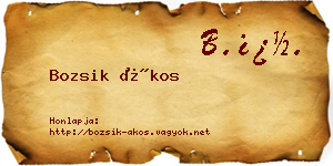 Bozsik Ákos névjegykártya
